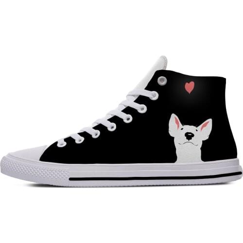 Animal Bull terrier Hot Cartoon Dog Cute Popular Casual Cloth Shoes High Top Lightweight Breathable 3D Print Men women Sneakers