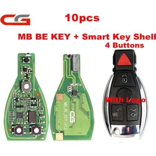 1/5/10PCS CGDI MB CG BE Key V1.2 with Smart Key Shell 3/4 button for Benz FBS3 Immo Reusable Working with CGDI MB Programmer