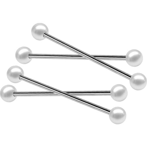 14G 1Pc Titanium Industrial Barbell Piercing White Pearl Ball Screw Thread Tragus Helix Piercing Earrings for Body Jewelry