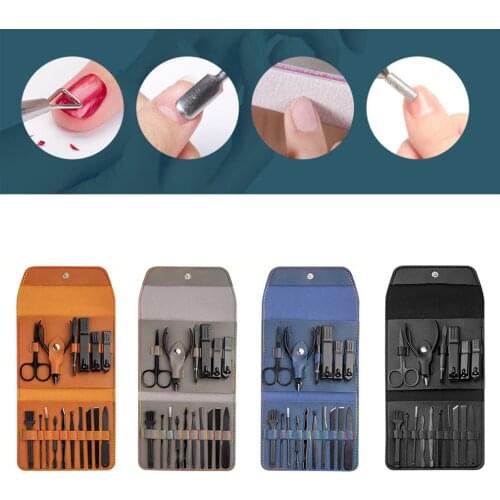 16 Pcs Nail Clipper Sets Manicure Set Pedicure Sets Nail Kit Professional Nail Manicure Kit Grooming Kit Tool With Leather Bag
