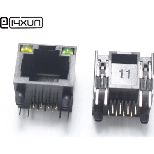2pcs RJ45 Femlae Socket with LED Light 56 Plastic Network jack Connector Right Angle 8P8C Interface