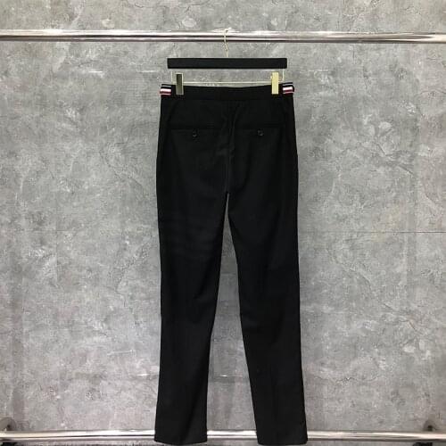 2021 Fashion Brand Men Casual Suit Pants Wool Cotton Black Business Striped Spring And Autumn Formal Trousers ins