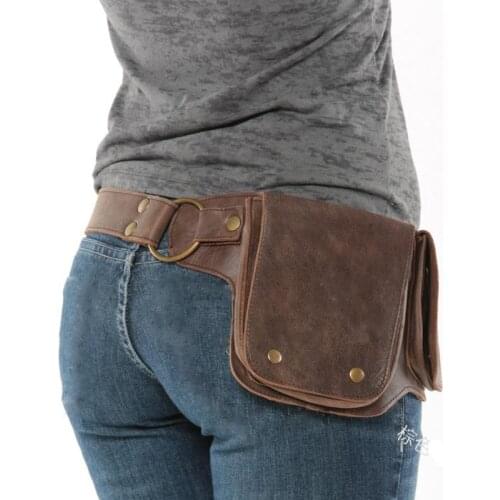 2021 Medieval Renaissance Adult Viking Knight Pirate Cosplay PU Leather Vintage Pocket Belt Clothing Bag