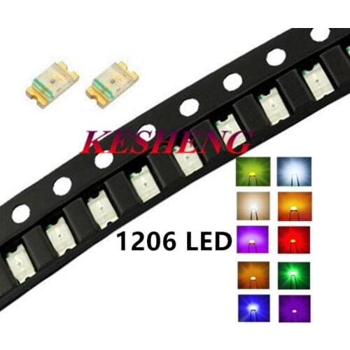 500pcs/lot 3216 1206 SMD Led Super Bright Red/Green/Blue/Yellow/White/ORANGE /PINK Water Clear LED Light Diode 3.2*1.6*0.8mm