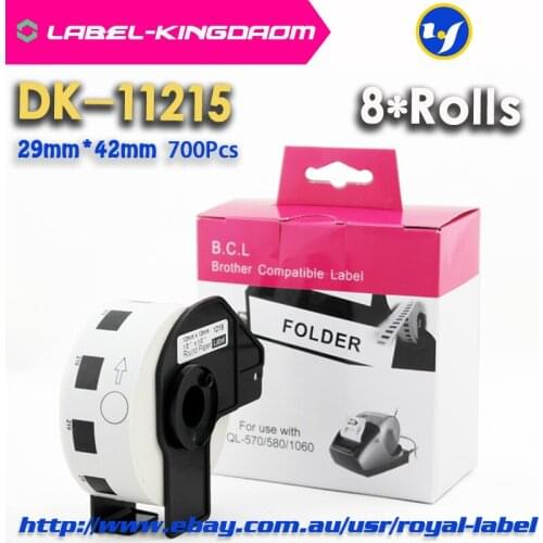 8 Rolls Compatible DK-11215 Label 29mm*42mm Compatible for Brother Label Printer All Come With Plastic Holder 700Pcs/Roll
