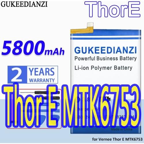GUKEEDIANZI High Capacity Battery ThorE 5800mAh for Vernee Thor E MTK6753 Bateria