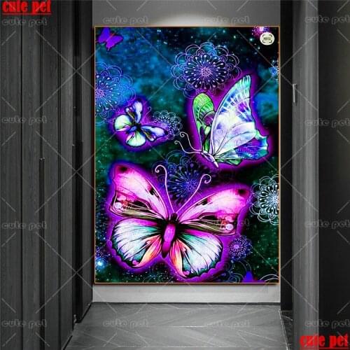 Full Square round Diamond Painting Starry color butterfly Portrait 5D Diamond Embroidery sale Mosaic Handmade New Arrival Decor