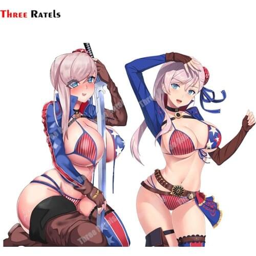 Three Ratels B55 Miyamoto Musashi And Miyamoto Musashi Fate Anime Game Sticker For Yamaha Motorcycle Sexy Girl Decor Decals
