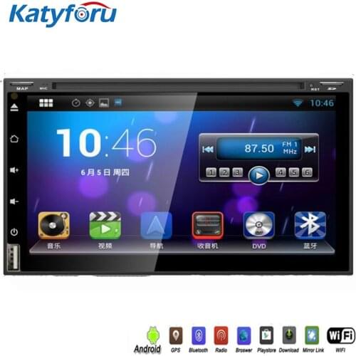 7" universal 2din car radio with dvd player with android 2G RAM Quad core 32G cpu radio usb sd bt swc rear view camera gps map
