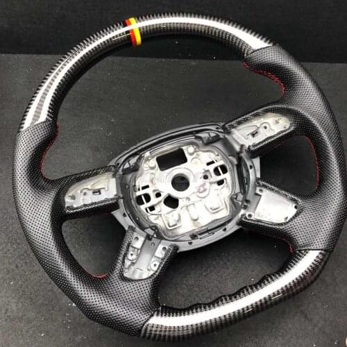 Car Carbon Fiber Steering Wheel Perforated Leather For Audi A6 2014 2015 2016 2017 2018 2019 2020 2021