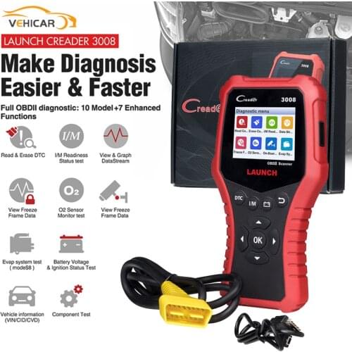 VEHICAR LAUNCH Creader 3008 Diagnostic Instrument OBDII Auto Scanner Diagnostic Tool Automobile detector Free Update