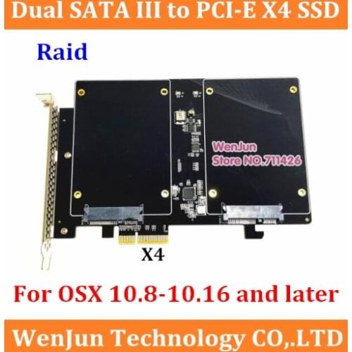 DEBROGLIE Dual SATA III port to PCI-E X1 SSD adapter card with Screws for Windows/ MACPRO/OSX 10.5-10.14/MP3.1-5.4/MACPRO 08-12