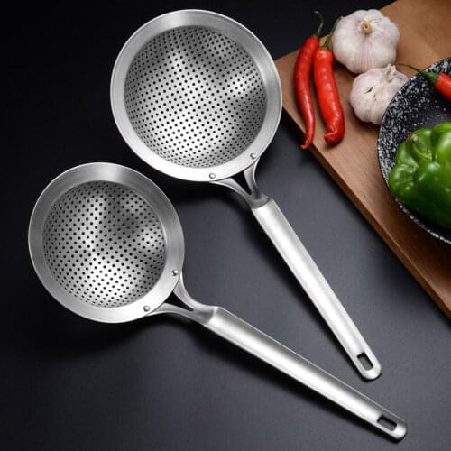 Stainless Steel Colander Strainer Slotted Spoon Thickened Restaurant Noodle Household Dumpling Strainer Fries Food Mesh 1pcs