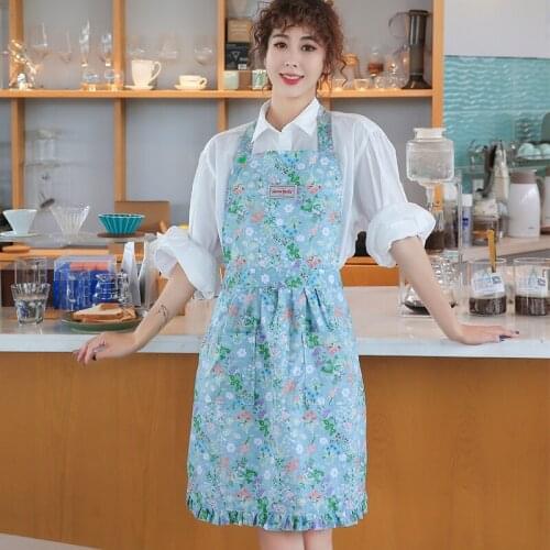 Apron kitchen household cute Japanese fashion female waterproof and oil-proof summer thin Korean version of small floral cotton