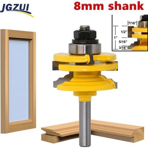 8mm Shank Reversible Door Window Tenon Joint Router Bits Milling Cutter Wood Cutters Trimming Milling Woodwork Cutting Tool