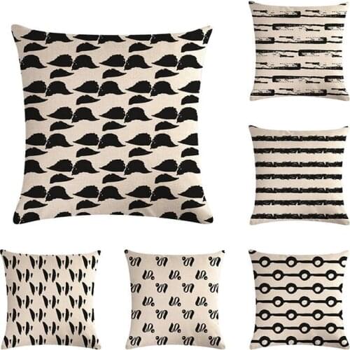 Geometric Cushion Cover Abstract Black and White Striped Triangular Geometric Pattern Art Linen Pillow Case For Sofa Cover ZY428