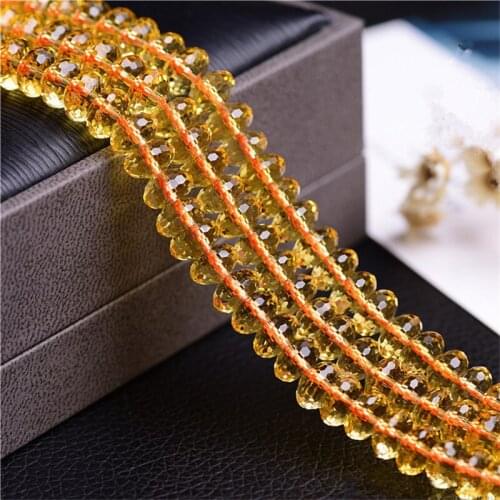 RONGQING 4*8mm Faceted Yellow Crystal Plate Disc Beads Dish DIY Handmade Jewelry Accessories Approx 85pcs/String