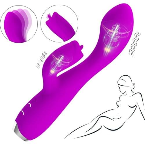 Adult Toys 12 frequency double shock tongue licking massager 3 frequency swing vibrator use USB charging waterproof and mute