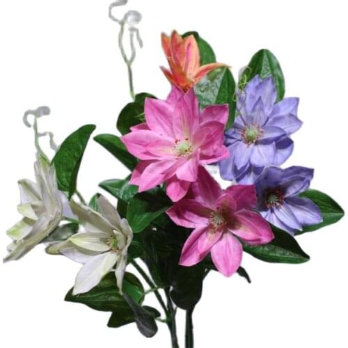 ONE Fake Clematis Florida Thunb (2 Heads/Piece) Simulation Clematis for Wedding Hoe Decorative Artificial Flowers