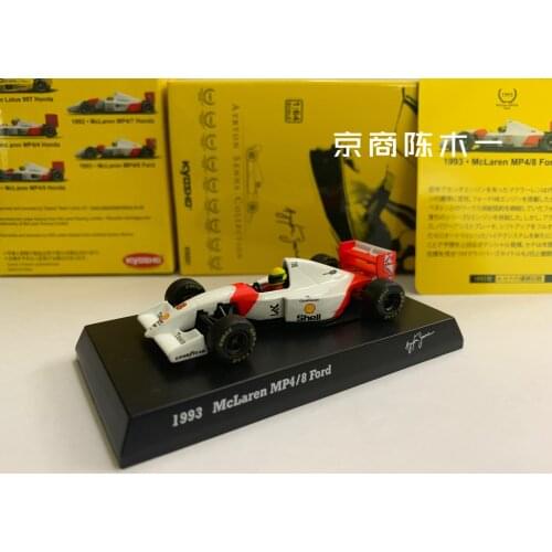 1/64 KYOSHO McLaren MP4/8 Ayrton Senna F1 car 1993 with dummy signature Collection of die-cast alloy car decoration model toys