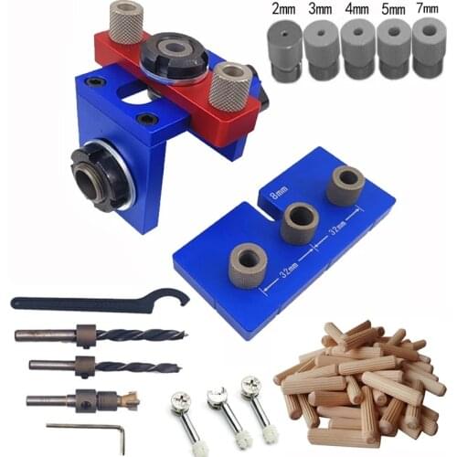 3 in 1 Doweling Jig Woodworking Pocket Hole Jig Wood Dowel Hole Drilling Guide Locator Puncher Tools Drill Bit Carpentry DIY