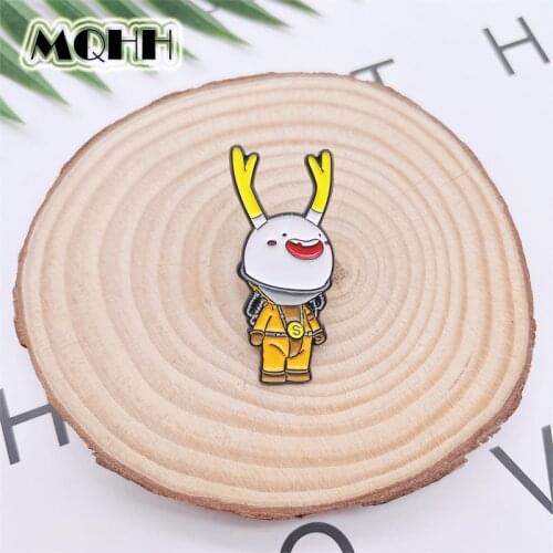 Creative Fun Cartoon Doll Enamel Pins Antlers Smiley Coin Brooch Cute Sweet Accessories Woman Jewelry Gift For Friends