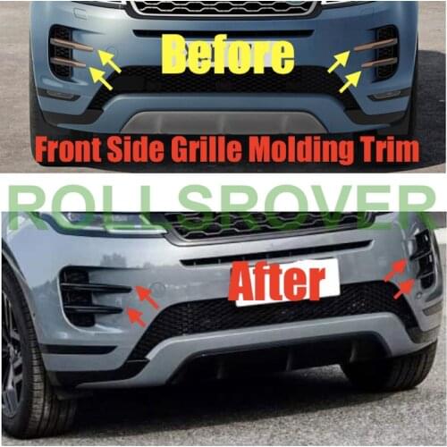 ROLLSROVER Gloss Black Front Bumper Side Grille Molding Trim For Range Rover Evoque 2020 Car Styling ABS Sticker 4PCS Set