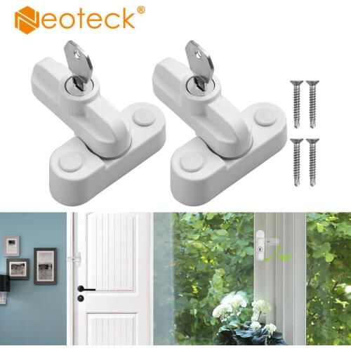Neoteck Window Restrictor With Key Safety Locks UPVC Door Sash Jammer Security Restrictor Lock White Locks For Window Door