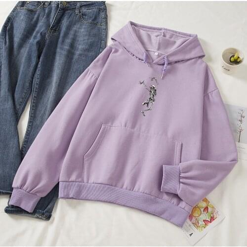 Autumn Winter Hoodies Sweatshirts Women Cotton Hoodie Korean Jack The Funny Skeleton Print Hoodies Oversized Sweatshirt Pullover