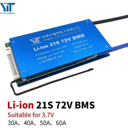21S 72V 3.7V lithium battery protection board temperature equalization overcurrent protection BMS PCB 30A 40A 50A 60A