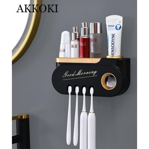 Soporte Para Cepillos De Dientes Dispensador Automtico De Pasta De Dientes, Estante De Almacenamiento De Maquillaje Para