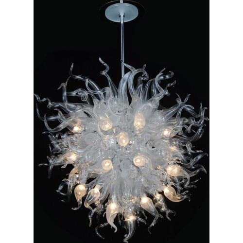 Lamps Luxurious Home Decor Ceiling Lamp Hand Murano Pendant Lights White Colored Blown Glass LED Chandelier