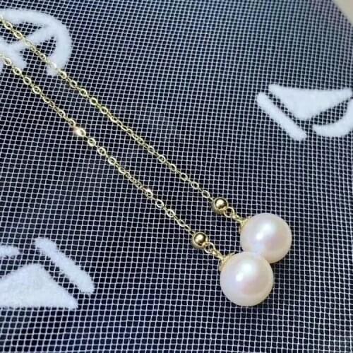Shilovem 18k yellow Natural freshwater pearls Drop Earrings fine Jewelry women trendy anniversary Christmas gift myme7-7.5001zz