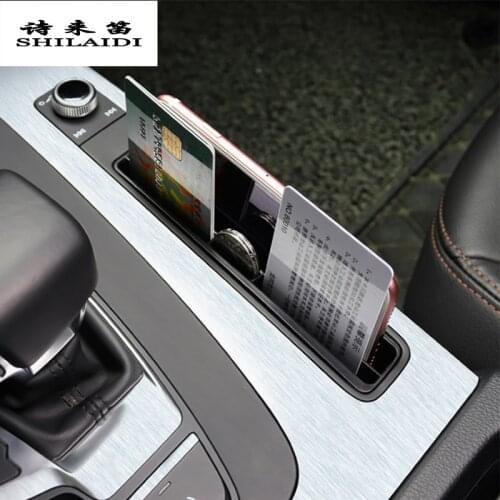 Car styling Interior Cup Holder Frame Phone Card Holder Organizer Storage Box Covers Stickers For Audi Q5 2019 auto Accessories