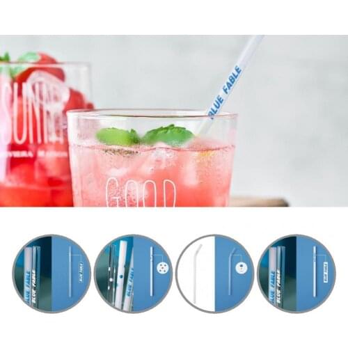 Glass Useful Heat Resistant Wide Application Drinking Straws Cute Printed Pattern Juice Straws Reusable for Party