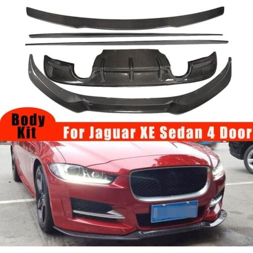 Carbon Fiber Front Rear Bumper Diffuser Lip Spoiler Side Skirts for Jaguar XE Sedan 4 Door Full Body Kits 2015-2017