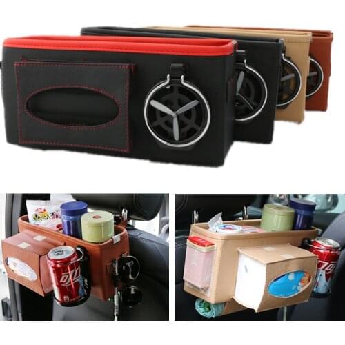 Universal Car Seat Back Organizer Hanging Storage Box Cup Holder Tissue Box Auto Interior Storage Car Accessories