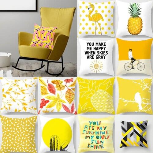 Yellow Decorative Pillowcase Pineapple Yellow Throw Pillow Case Polyester Printing Pillow Cover Car Cushion Cover Home Decor