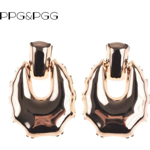 PPG&PGG Fashion Gold Silver Color Metal Maxi Pendant Earrings For Women New Bohemian Vintage Statement Dangle Earrings Jewelry