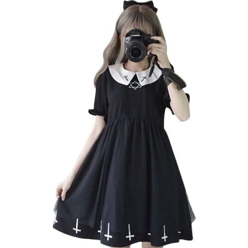 Gothic Lolita Dress Harajuku Fashion Cross Cosplay Female Dress Japanese Soft Sister Style Star Tulle Dress Cute Girl Streetwear
