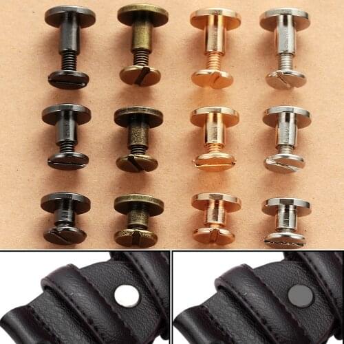 10PCS/SET 5/6.5/8mm Solid Round Head Screws Strap Rivets Screw Nail Bolt Clothes Bag Shoes Brass Nail Button Crafts Bookkeeping