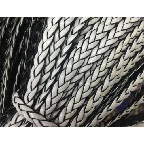 100 meters 7mm Two side double color Braided PU Leather Cord Flat Leather Cord