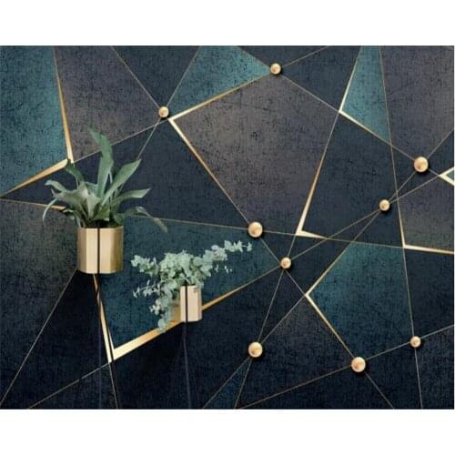 Beibehang photo Nostalgic geometric lines modern minimalistic golden abstract light luxury background wall mural 3d wallpaper