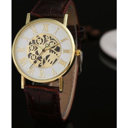 Luxury Mens Quartz Wristwatch Leather Band Mens Business Watch Roman Numerals Dress Watch Reloj Hombre Imitation Mechanical
