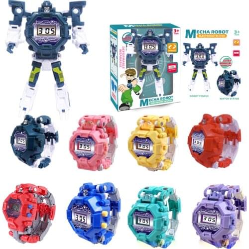 Deformation Robot Watch Children Electronic Wristwatch Robots Transformation Creative Cartoon Figures Toys Kids Gift