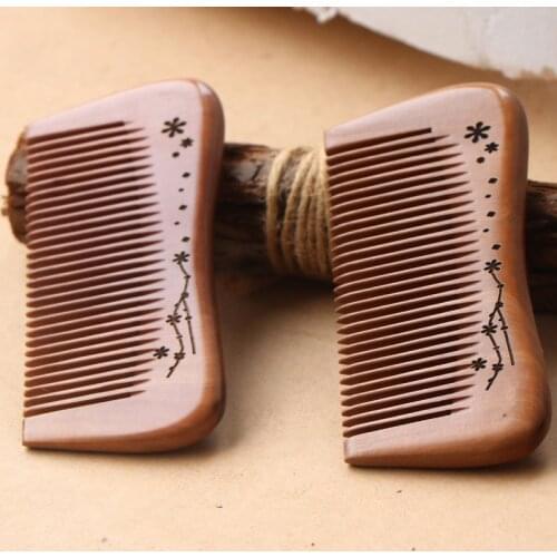 Thickening fine wooden comb peach wooden comb support custom logo spot wholesale hair combed anti-static