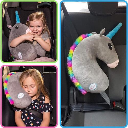 Baby Kid Travel Unicorn Pillow Children Head Neck Support Protect Car Seat Belt Pillow Shoulder Safety Strap Cute Animal Cushion