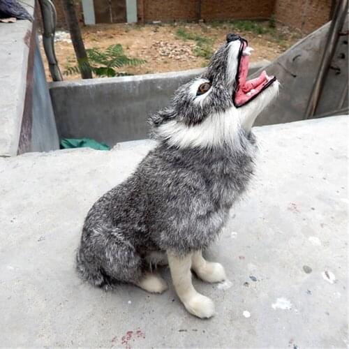 Fancytrader Simulated Animals Wolf Plush Toy Realistic Handmade Gray Wolf Doll Made of Plastic&Fur 3 Model Gifts Decorations