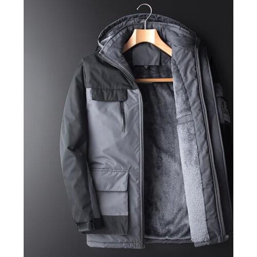 Plus Size 8XL 9XL Fleece Warm Jacket Men Windproof Waterproof Multi-pocket Work Jackets Coats Large Mountaineering Suit Clothes