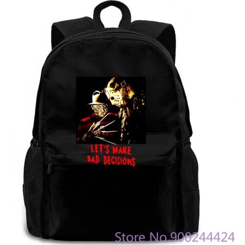 Freddy Krueger and Jason Voorhees Lets Make Bad Decisions Print Printing women men backpack laptop travel school adult